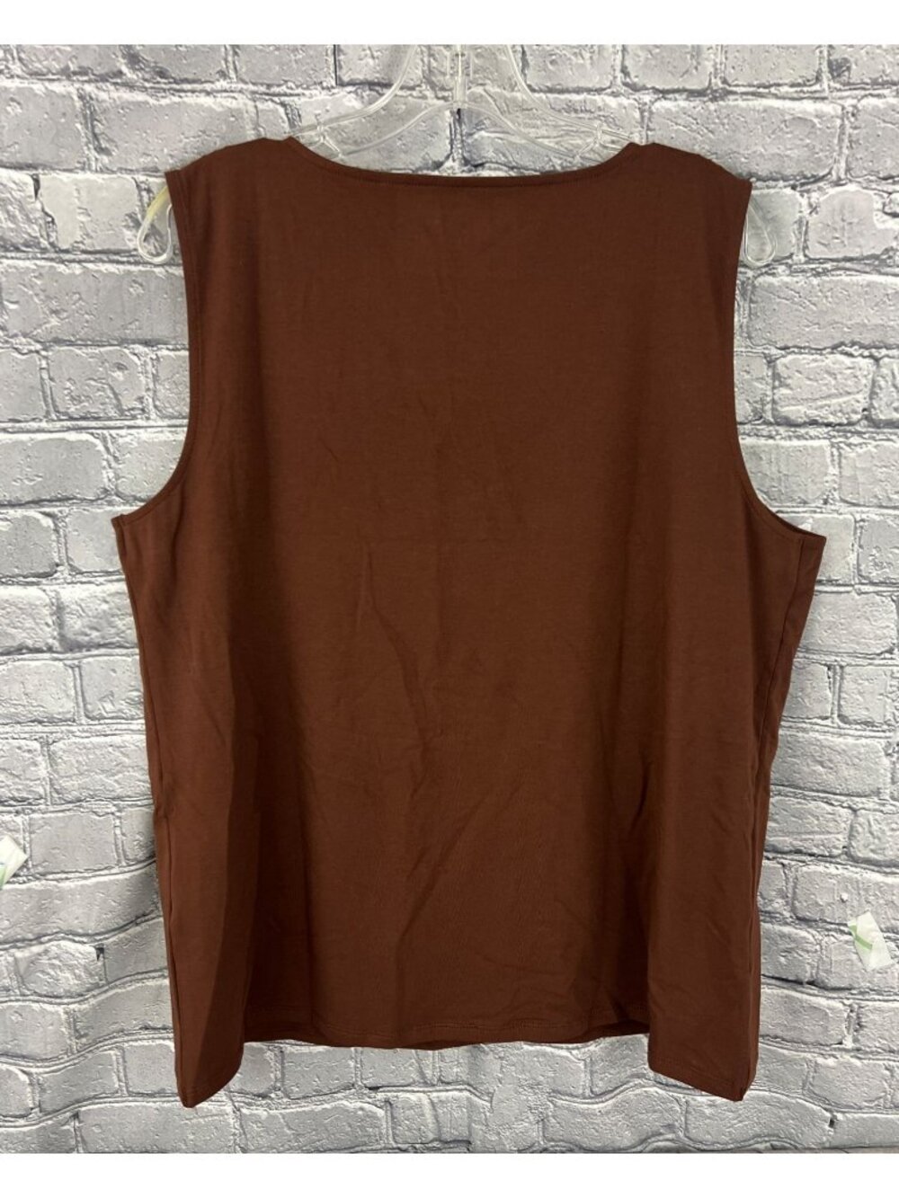 Chico's size 3 (XL) Contour Cotton Square Neck Tank Top Brown NWT - Picture 2 of 6